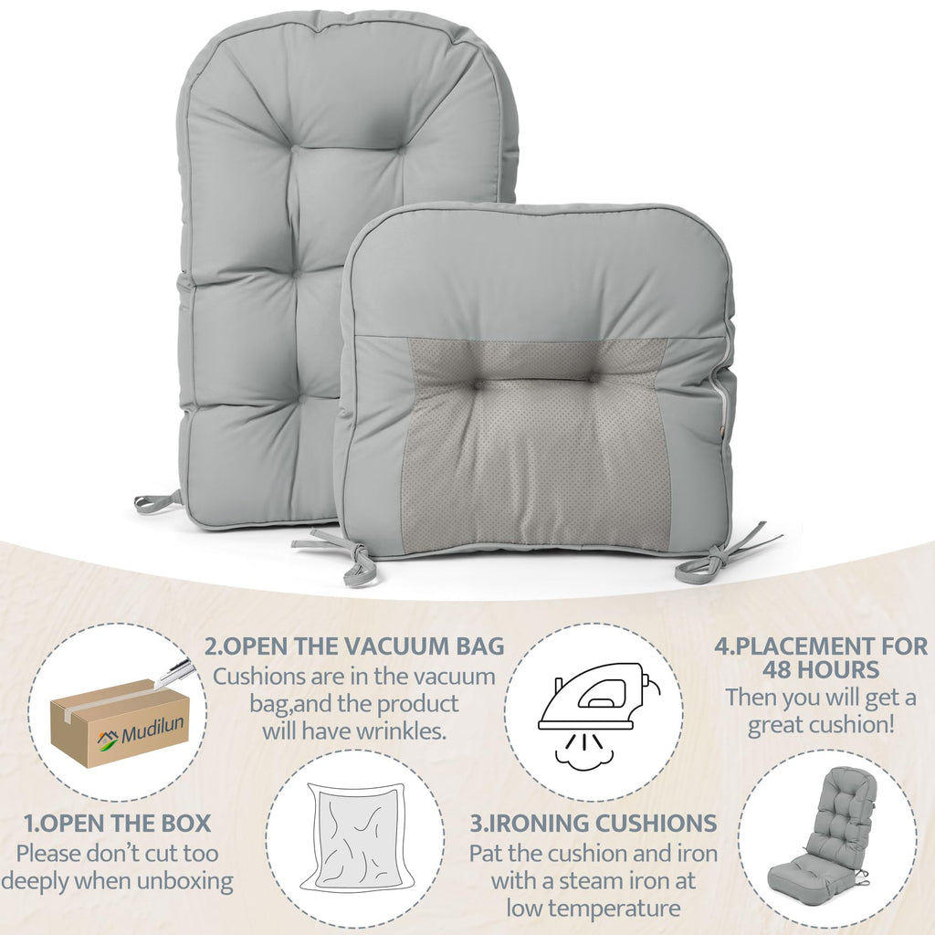 mudilun Rocking Chair Cushion - Non-Slip Tufted 4-Inch Thickened Rocking Chair Cushions with Ties Indoor/Outdoor Wooden Rocking Chair Pad for Living Rooms, Bedrooms, and Balconies