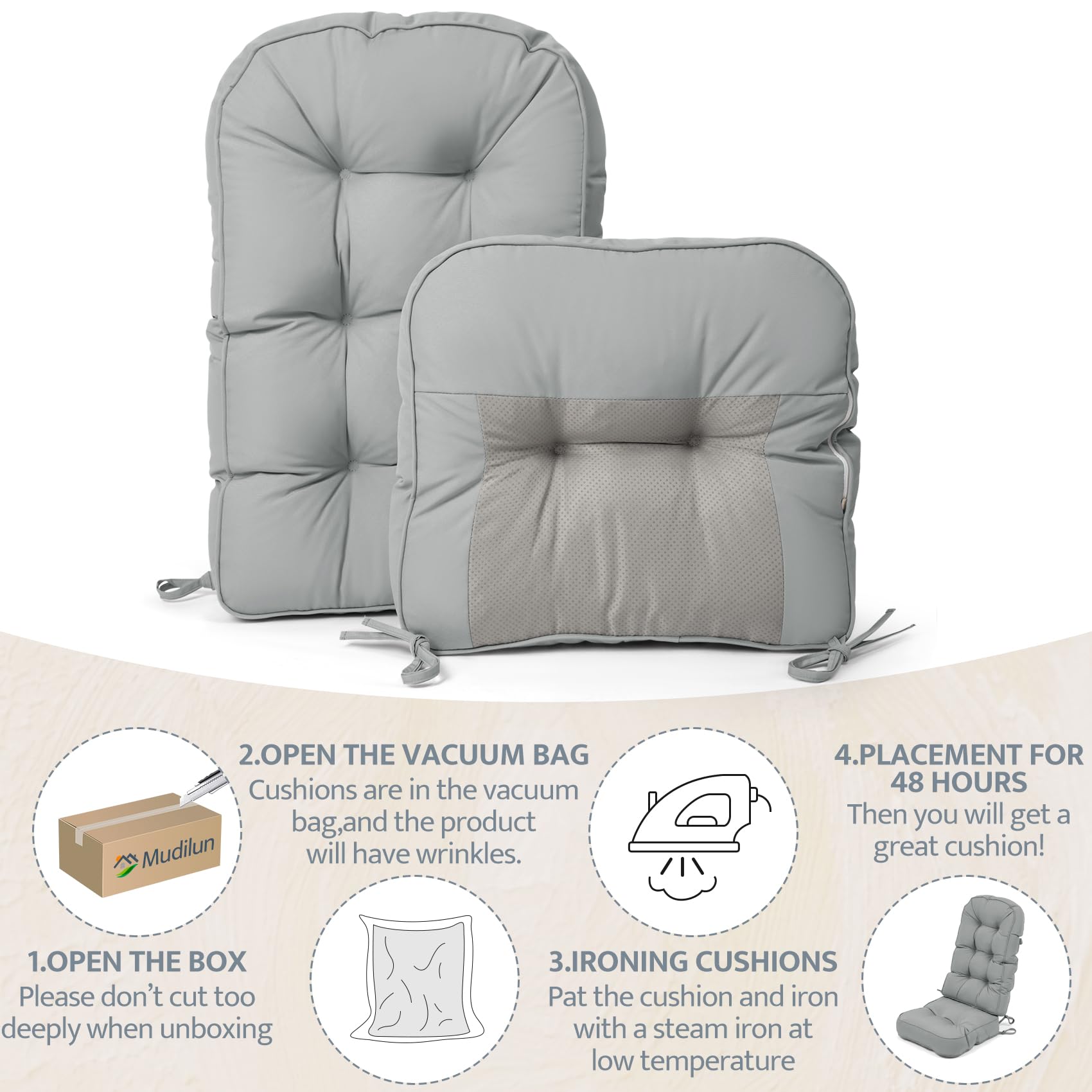 mudilun Rocking Chair Cushion - Non-Slip Tufted 4-Inch Thickened Rocking Chair Cushions with Ties Indoor/Outdoor Wooden Rocking Chair Pad for Living Rooms, Bedrooms, and Balconies