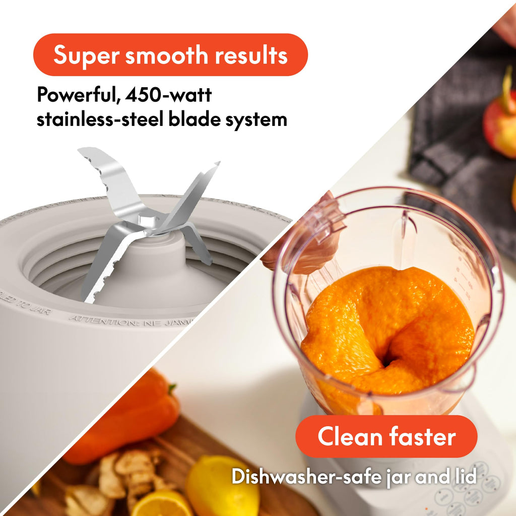 bella 10 Speed Countertop Blender, Juicer & Smoothie Maker, Fits-anywhere™ Kitchenware, Slim Flip & Store Design, Dishwasher Safe 48oz Capacity Pitcher & Lid, Stainless Steel Blade, 450 Watt, Blossom