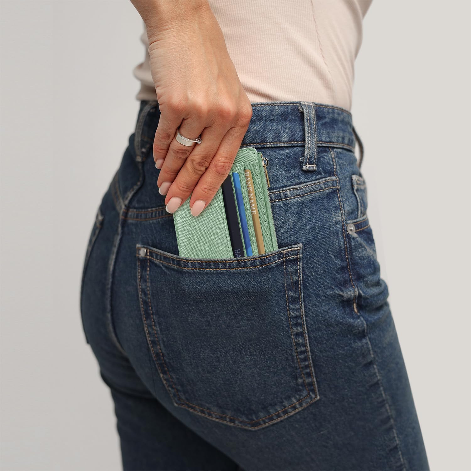 Sodsay Card Case Slim Front Pocket Wallet for Women Credit Card Holder with Keychain | Slim, Credit Card Holder, Front Pocket, with Keychain | Slim