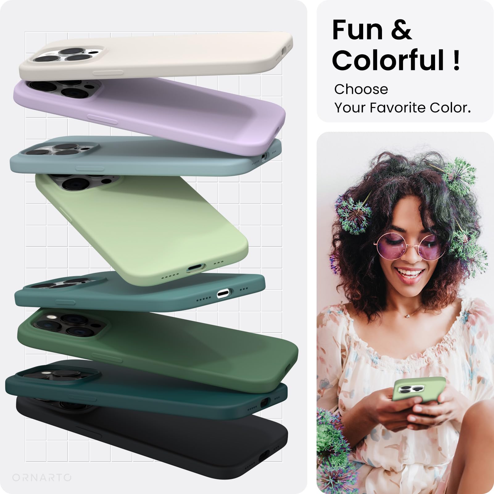 ORNARTO Compatible with iPhone 14 Pro Case 6.1, Slim Liquid Silicone 3 Layers Full Covered Soft Gel Rubber Phone Case Protective Cover with Microfiber Lining 6.1 inch-Baby Blue