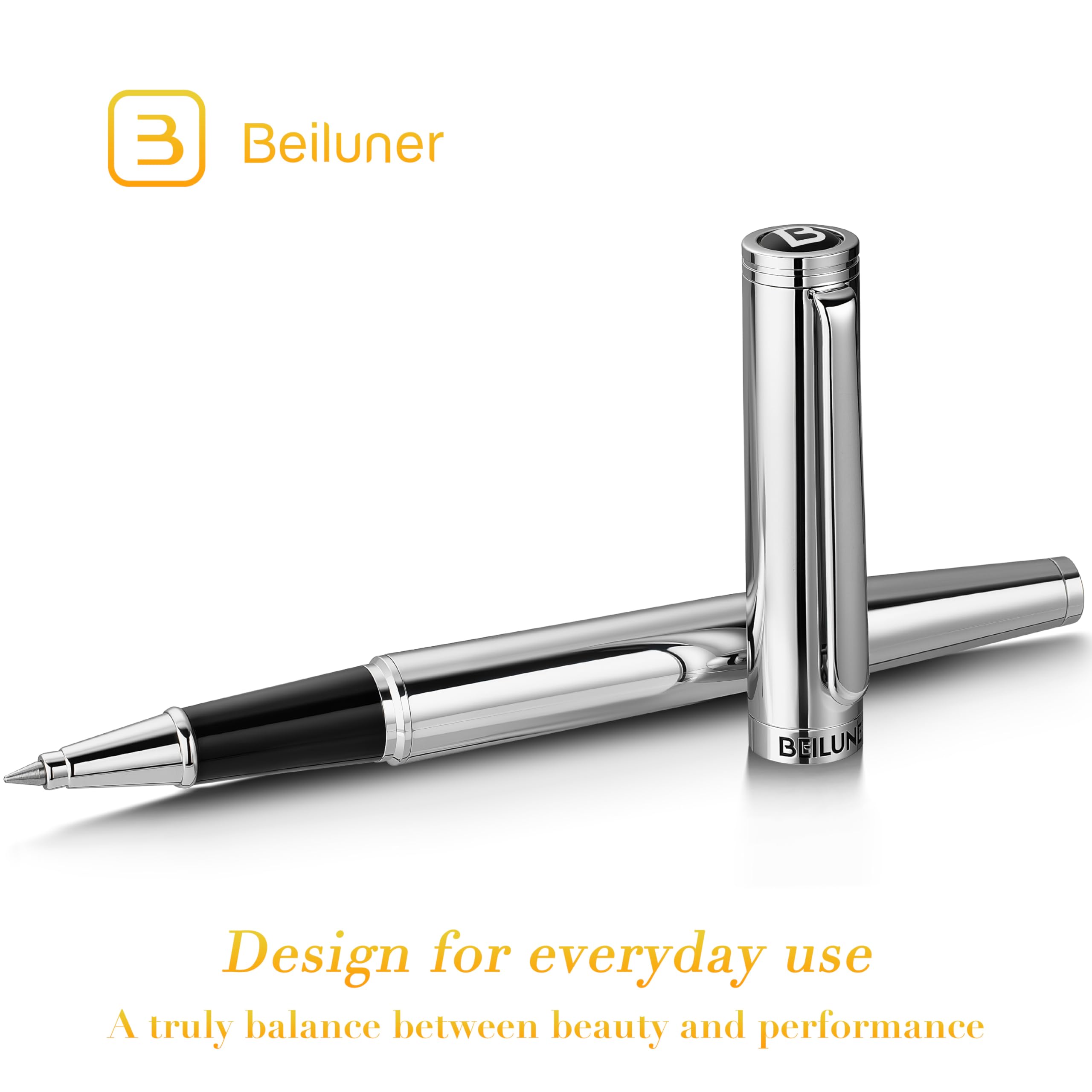 BEILUNER Luxury Rollerball Pen,24K Gold Trim,Noble and Elegant Designs,Schneider Ink Refill, Best Roller Ball Pen Gift Set for Men & Women, Professional, Executive Office, Nice Pens