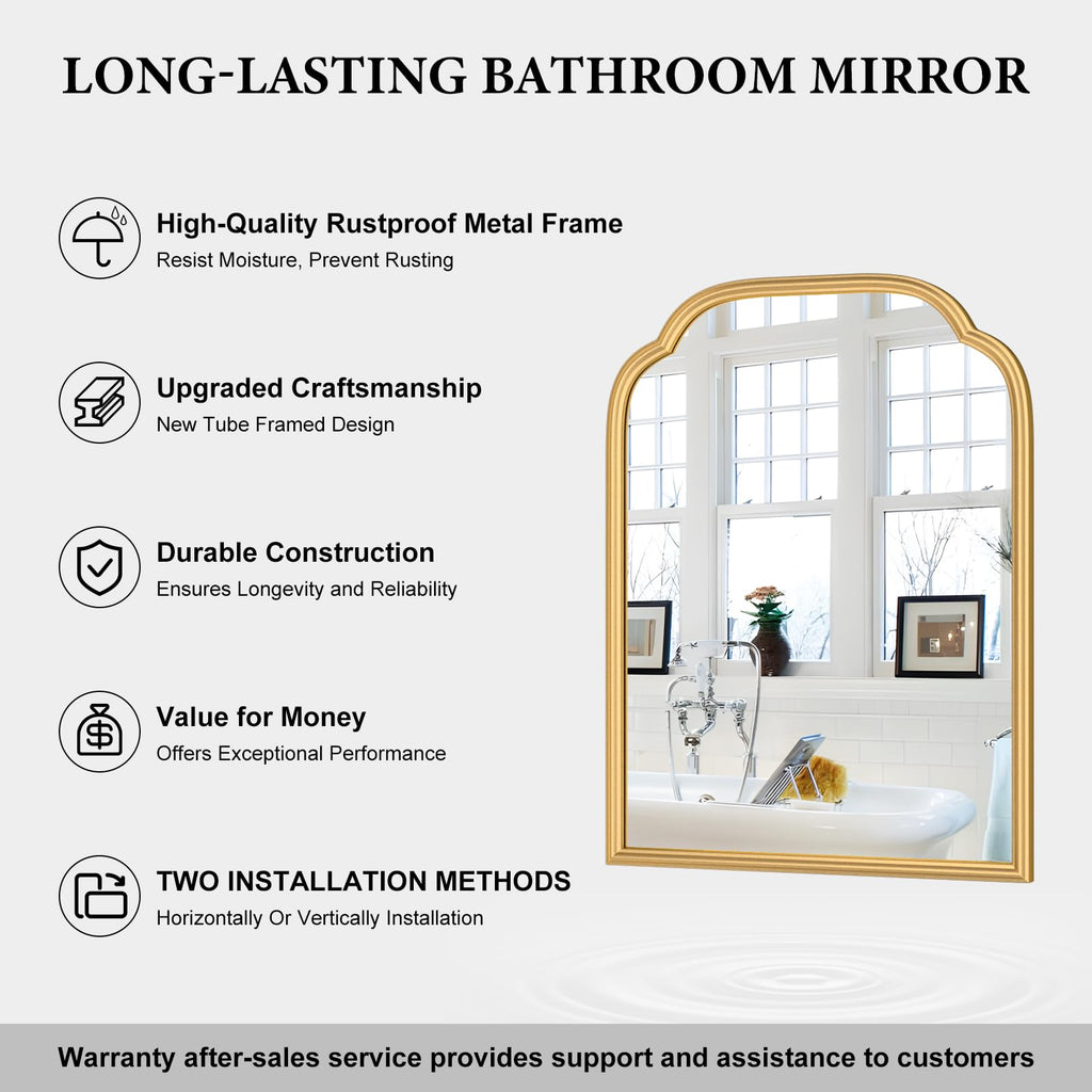 Ferytange 18X24 Inch Black Mirror for Wall with Metal Frame Rectangular Rounded Bathroom Vanity Mirror Anti-Rust, Hangs (Black 18" x 24")