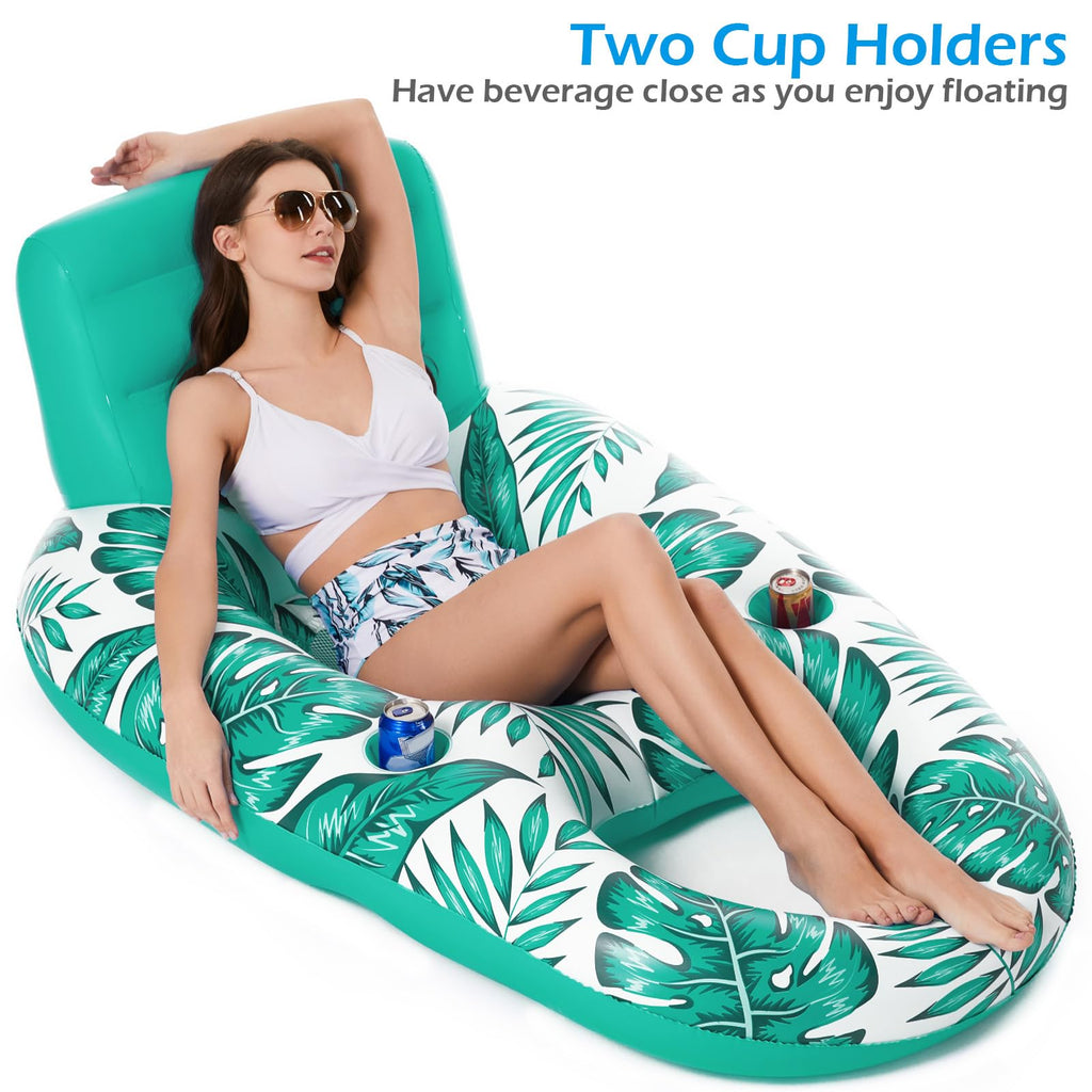 Jasonwell Inflatable Pool Float Adult - Pool Floaties Lounger Floats Raft Floating Chair Water Floaties for Swimming Pool Lake Lounge Float with Cup Holders Beach Pool Party Toys for Adults