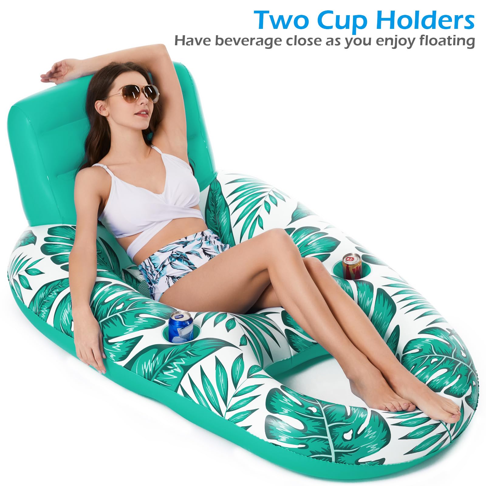 Jasonwell Inflatable Pool Float Adult - Pool Floaties Lounger Floats Raft Floating Chair Water Floaties for Swimming Pool Lake Lounge Float with Cup Holders Beach Pool Party Toys for Adults