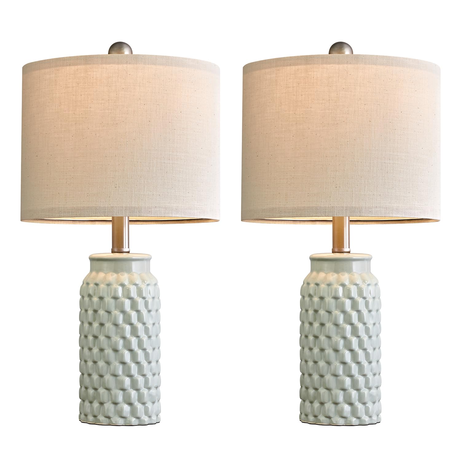 USumkky 20.5" Gold Modern Ceramic Bedside Lamp Set of 2 for Bedroom Decor Farmhouse Table Lamp for Living Room Office Dorm