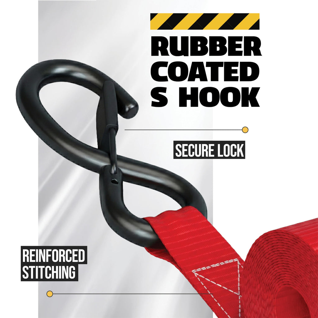 AUGO Retractable Ratchet Straps | 2 Heavy Duty Ratchet Straps Self Retractable Tie Downs with Soft Loops & Storage Bag for Motorcycle, Truck, Trailer, Cargo Van | 1200 Lb Break Strength 1” x 10’