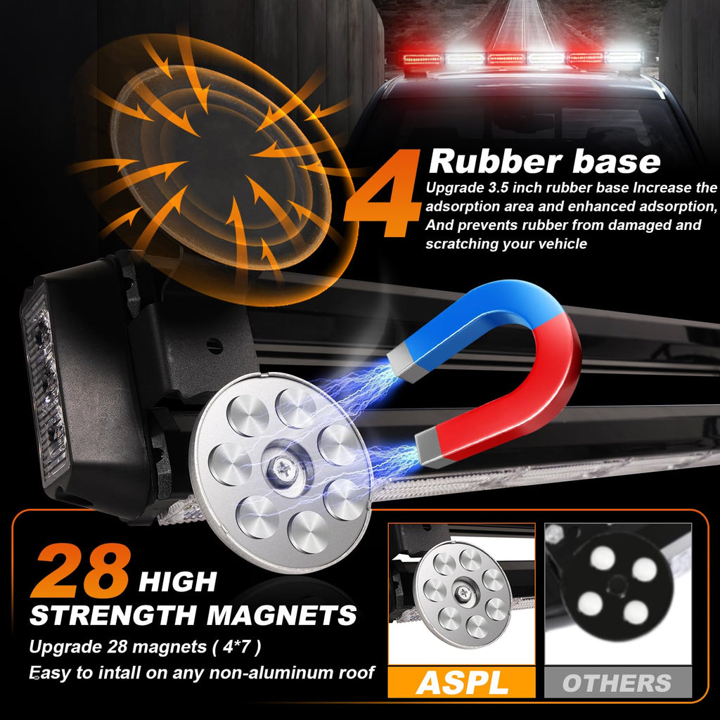 ASPL 26inch 126 LED Rooftop Emergency Strobe Lights Bar Double Side Flashing Safety Warning Traffic Advisor Light Bar Hazard Snow Plow Light for Work Trucks Vehicles Construction Tow Pickup(Amber)