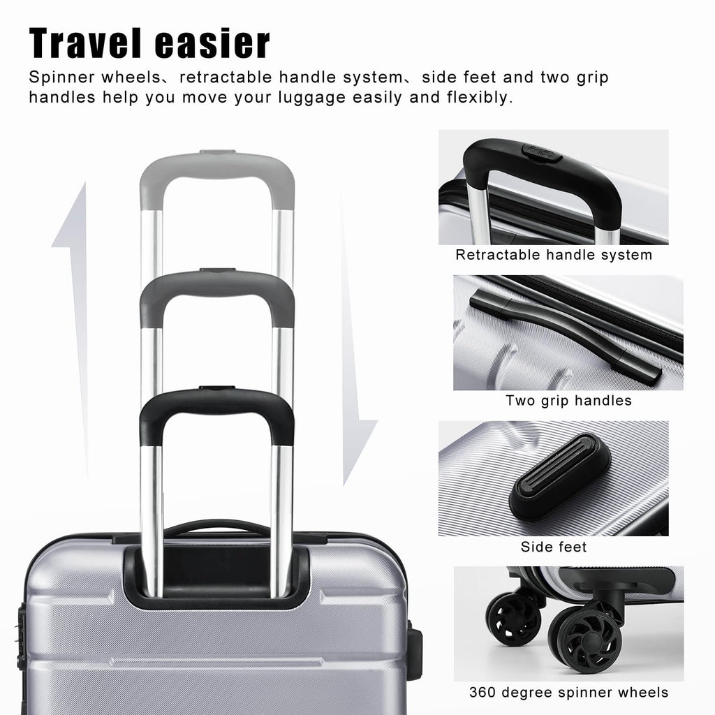Coolife Luggage Suitcase Carry-on Spinner TSA Lock USB Port Expandable (only 28’’) Lightweight Hardside Luggage (Teal Blue, S(20in_carry on))