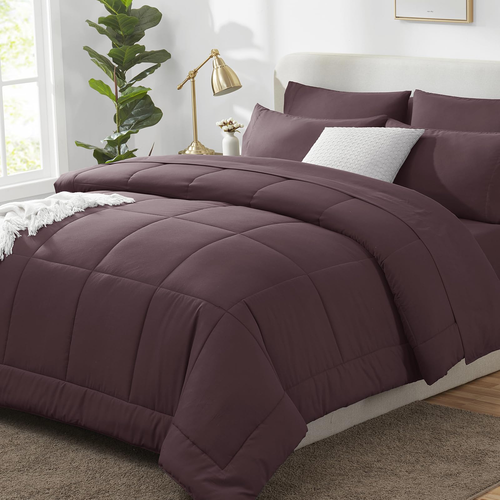 CozyLux Twin XL Comforter Set Baby Blue, 5 Pieces Twin Extra Long Bed in a Bag for College Dorm, All Season Bedding Set with Stitch Quilted Comforter, Flat Sheet, Fitted Sheet, Pillowcases