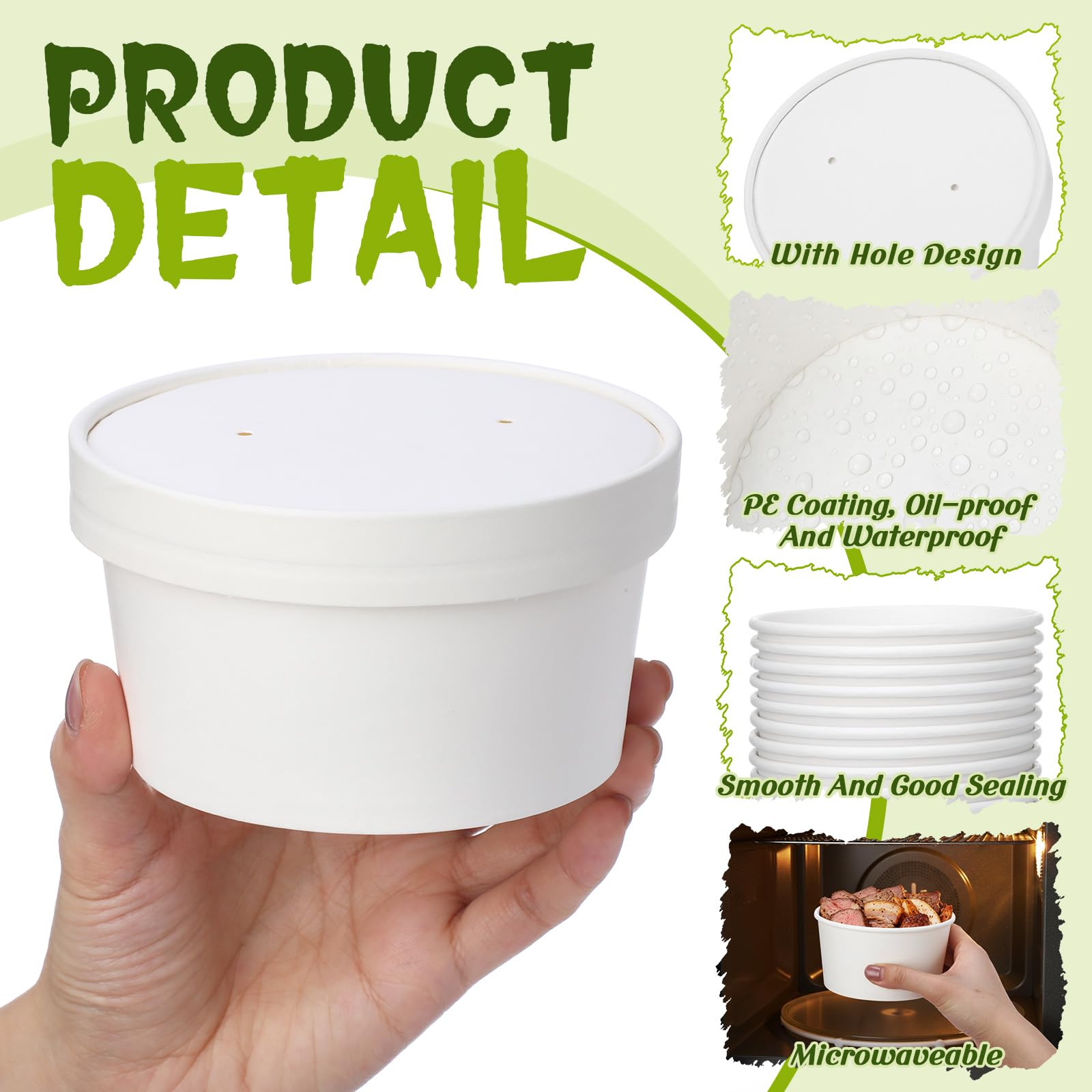 Fulmoon 100 Pack Paper Soup Containers with Lids Disposable Paper Food Containers with Vented Lid Kraft Ice Cream Cake Dessert Cups Soup Bowl for Party Hot Food Fruit Microwave(4 oz,Brown)