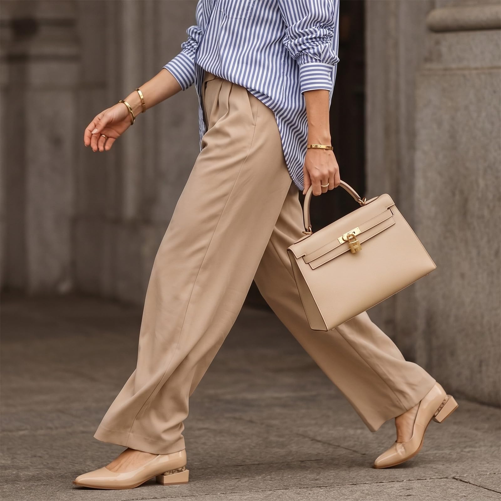 LingxiaUne Dress Shoes for Women, Comfortable Dressy Flats, Womens Chunky Heel Pumps with Arch Support and Pointed Toe