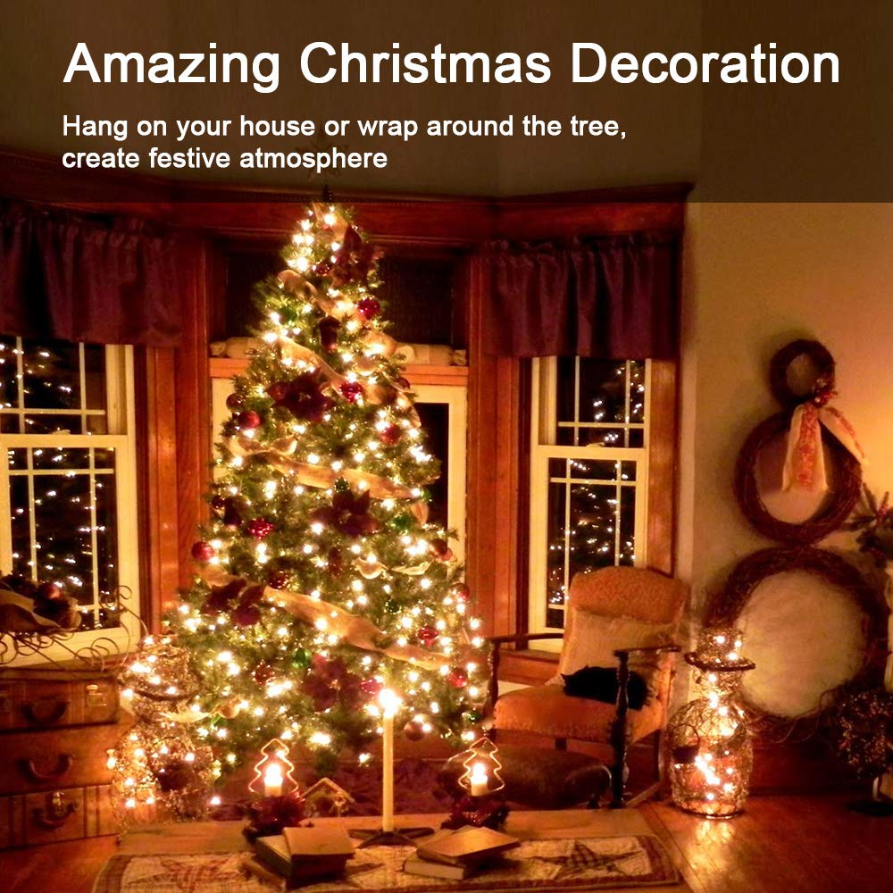 Brizled Christmas Lights, 600 Count 139.2ft Incandescent Mini Lights, Connectable 120V UL Certified for Xmas Wedding Bedroom Porch Decor, White Wire, Warm White