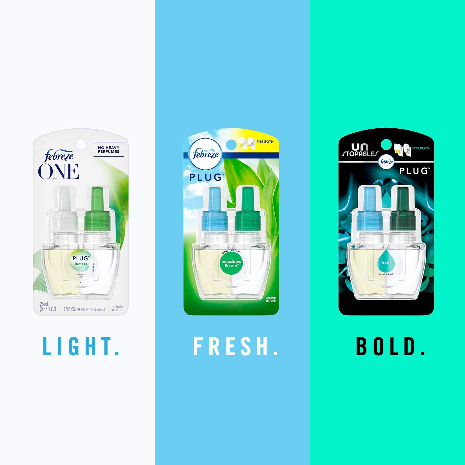 Febreze Plug in Air Freshener, Odor-Fighting Scented Oil Starter Kit, Air Fresheners for Home and Bathroom and Kitchen, Long Lasting for Strong Odors, Ocean Scent, Warmer + 2 Refill