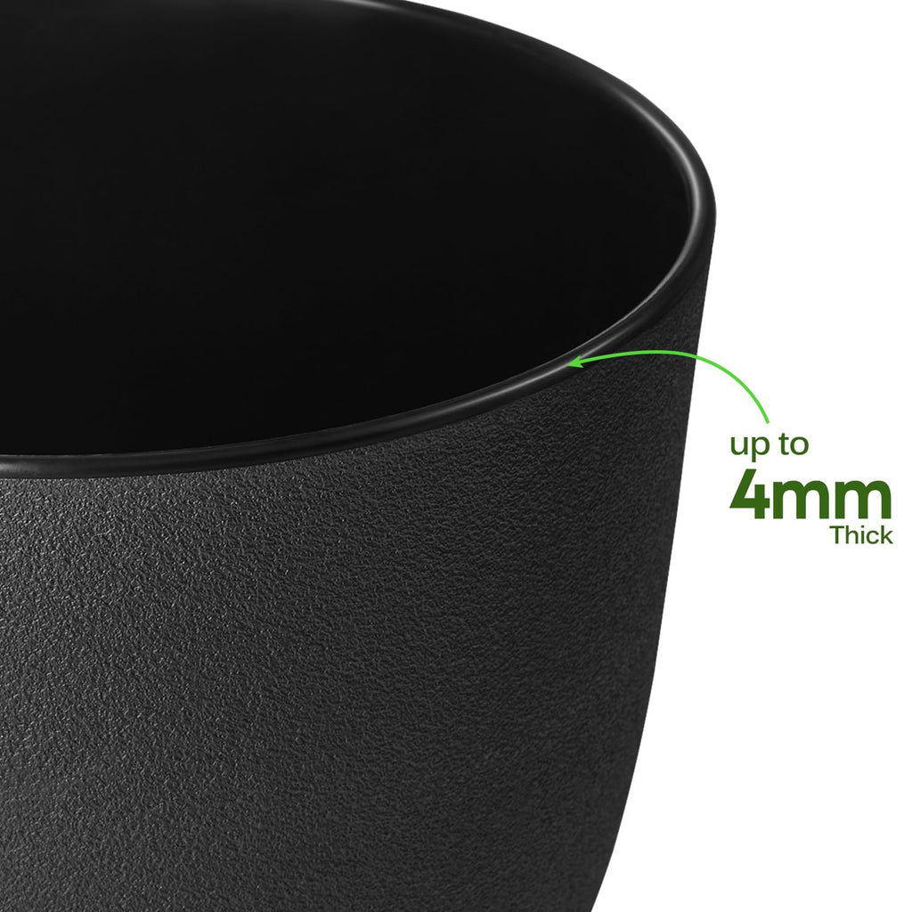 Ferlypote Plant Pots 8 Inch Set of 2, Flower Pots with Multi Mesh Drainage Holes, Planters for Indoor Outdoor Garden Plants and Flowers (Black)