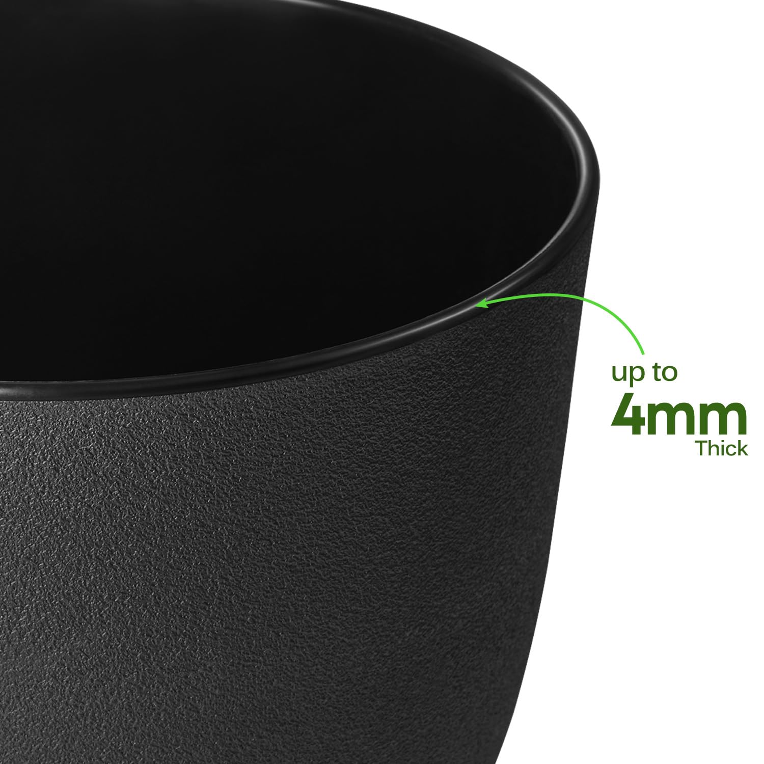 Ferlypote Plant Pots 8 Inch Set of 2, Flower Pots with Multi Mesh Drainage Holes, Planters for Indoor Outdoor Garden Plants and Flowers (Black)