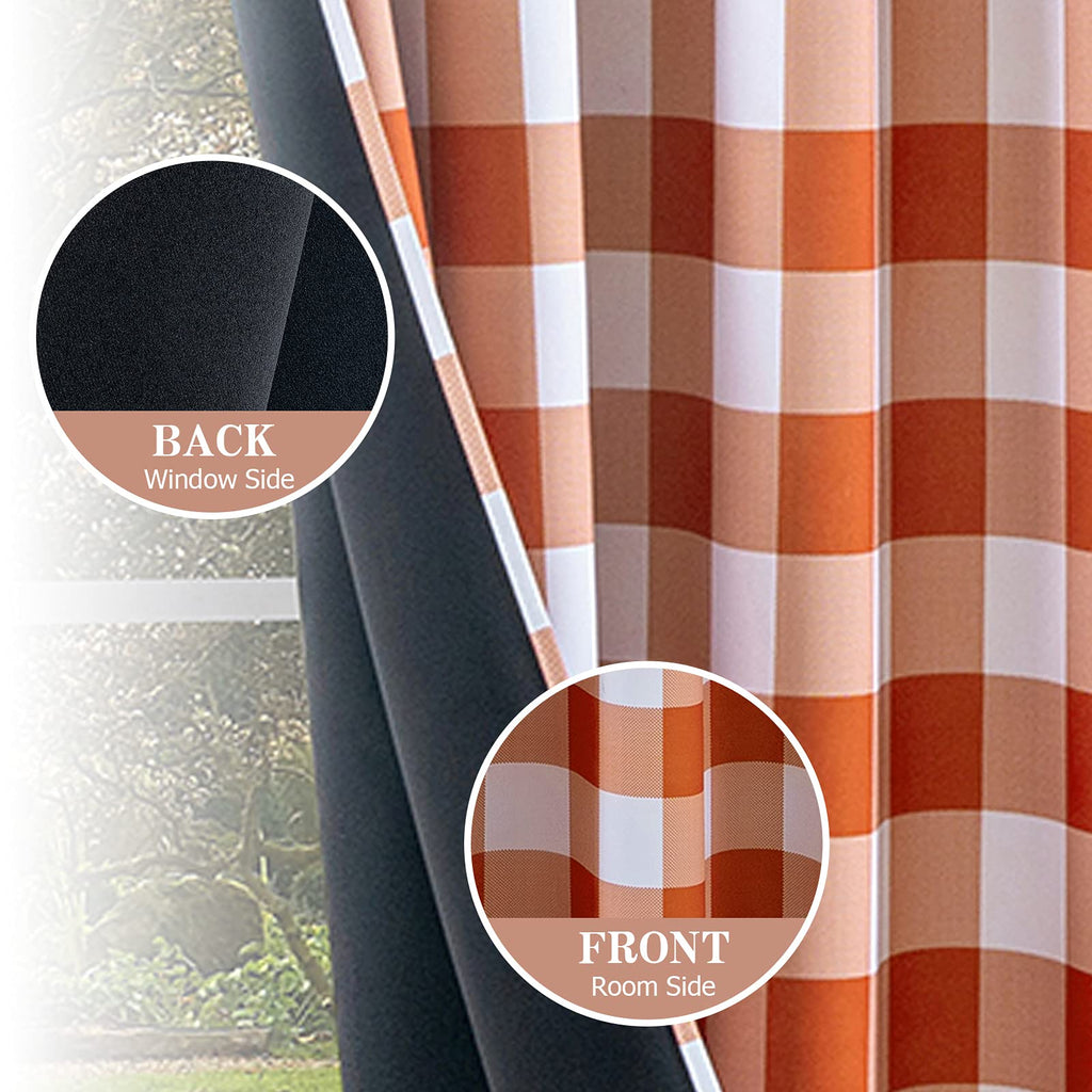 MIULEE Buffalo Plaid Curtains for Farmhouse Bedroom, Blackout Window Drapes with Grommets for Living Room Darkening Light Blocking and Thermal Insulated Set of 2 Panels, W 52" x L 63" Black and White