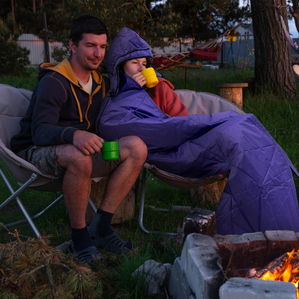 Large Outdoor Waterproof Blanket Extra Thick Fleece Stadium Blanket for Camping, Car, Pet, Picnics - Windproof, Wearable, Machine Washable 80" x 58" (Black Check)