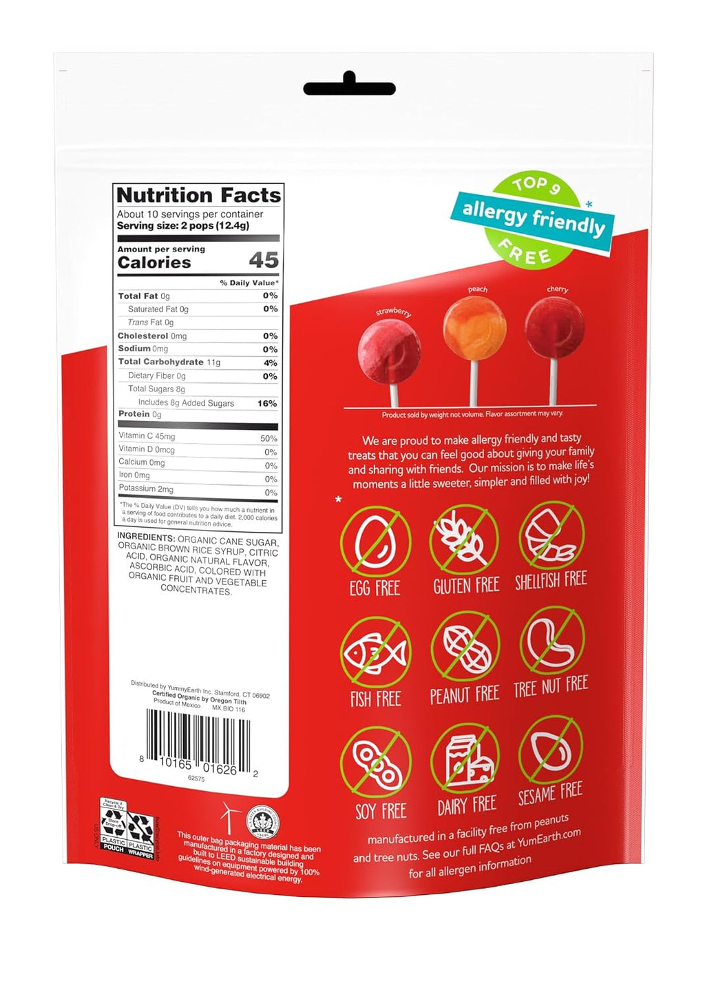YumEarth Organic Lollipops, Assorted Flavors, 4.3 Ounce, 20 Lollipops - Allergy Friendly, Non GMO, Gluten Free, Vegan