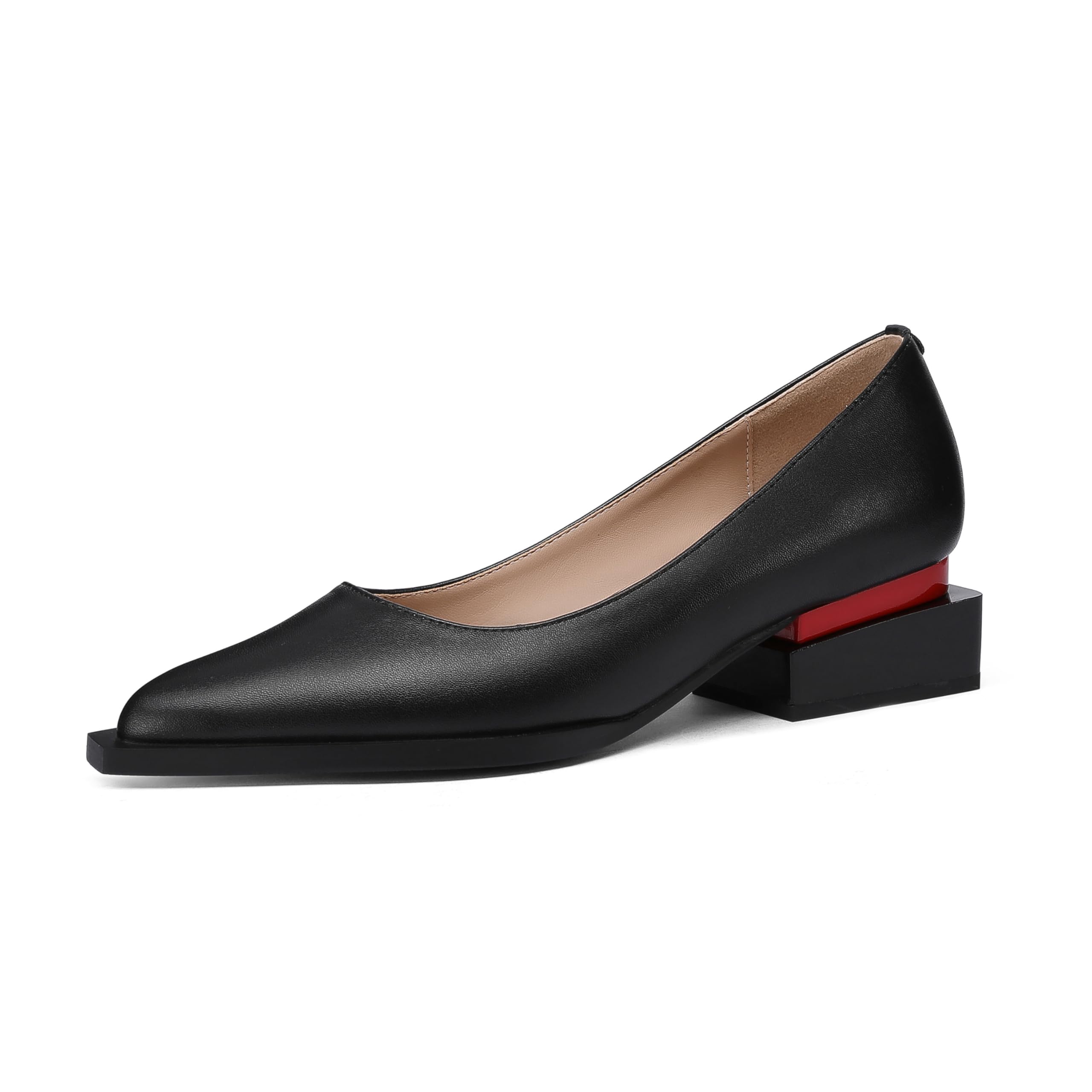 LingxiaUne Dress Shoes for Women, Comfortable Dressy Flats, Womens Chunky Heel Pumps with Arch Support and Pointed Toe