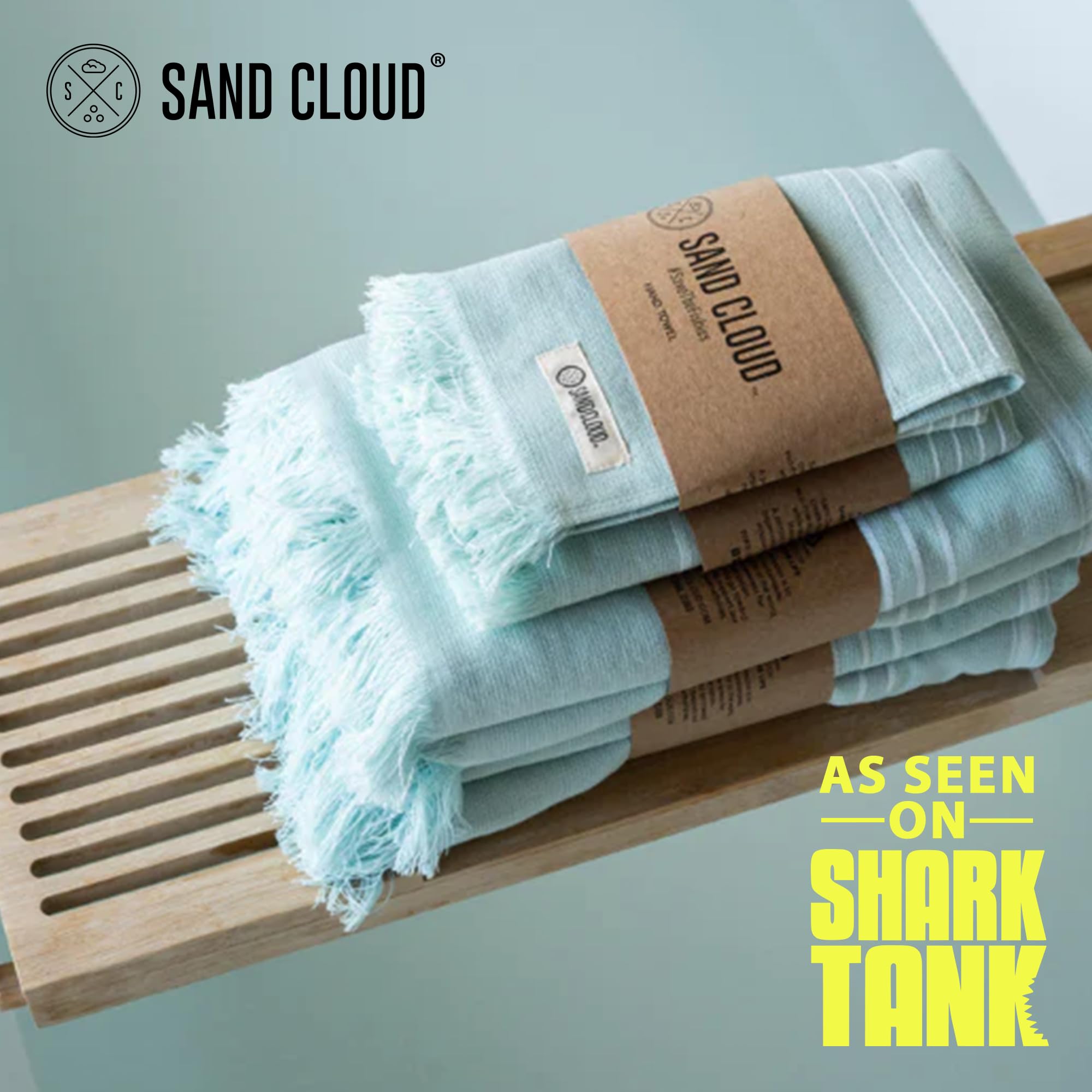 Sand Cloud Turkish Bath Towels Bundle for Bathroom, Set of 4 (Classic Black) - Large Size - 100% Certified Organic Cotton Yarn is Lightweight, Soft & Absorbent - Premium Bath Towels Dry Faster