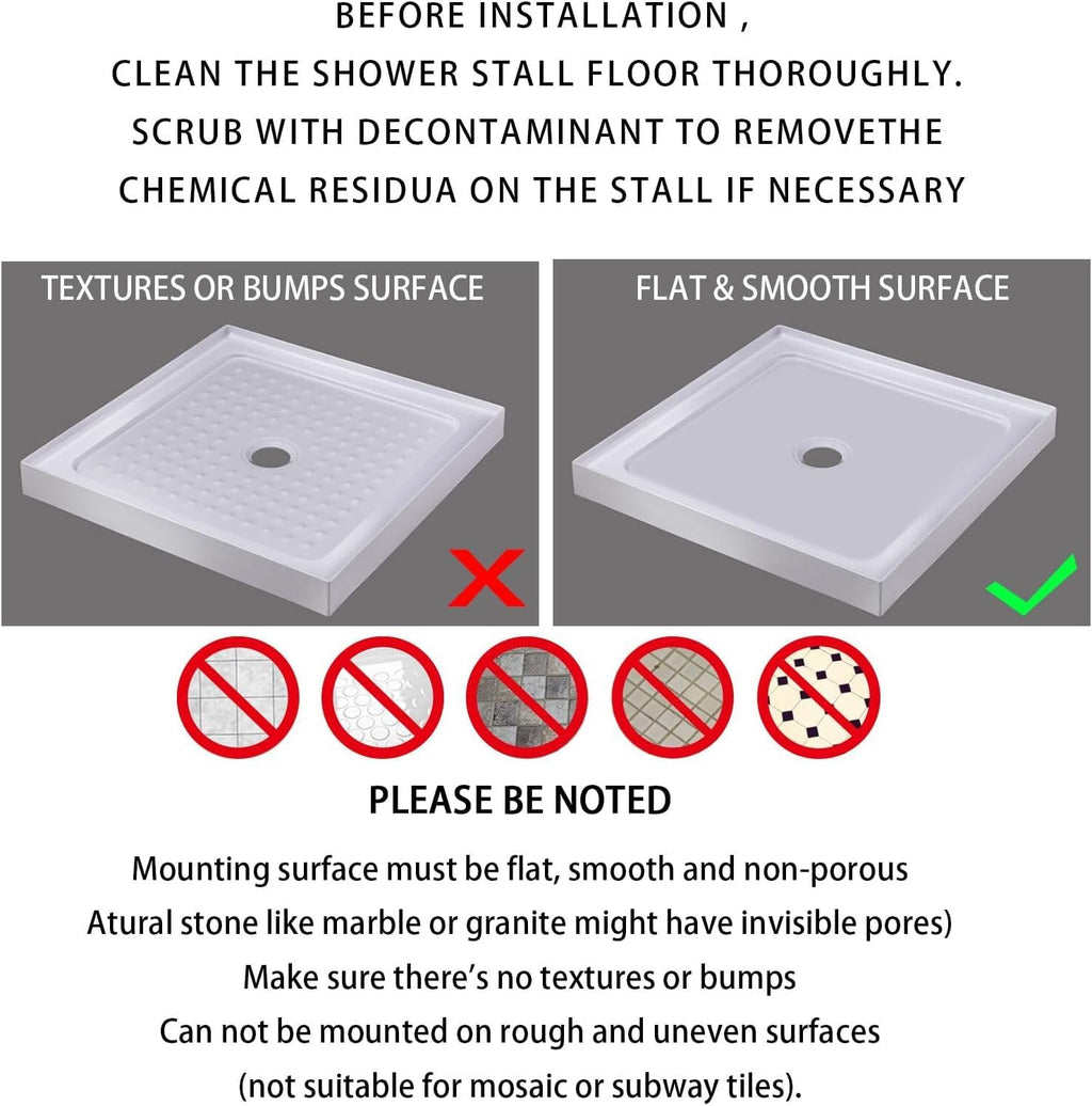 Yimobra Square Shower Mat Non Slip, Super Strong Suction Cups, 21"X21" Bath Tub Mat with Drain Holes, Machine Washable Fast Draining Bath Mats, Bathroom Essentials,Black