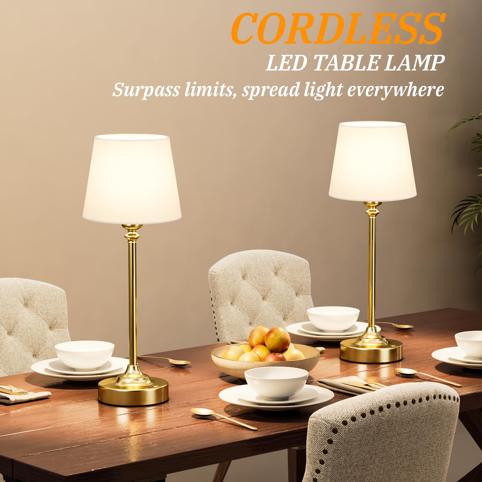 Touch Control Cordlss Table Lamp, USB-C Rechargeable Lamp with Stepless Dimming, 4000mAh Battery Operated Bedside Lamp for Bedroom, Living Room, Night Light & Emergency Lighting, Black, 1 Pack