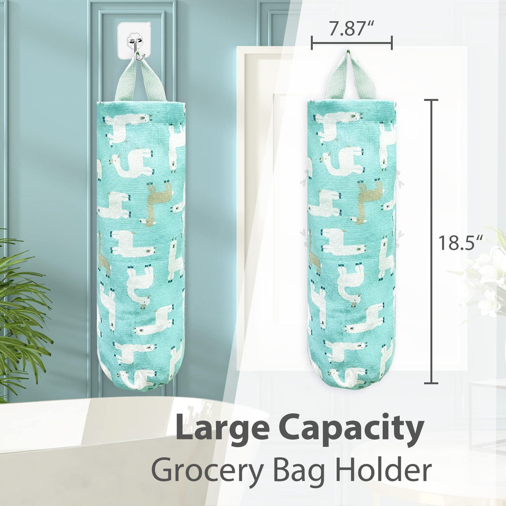 Plastic Bag Holder，Reusable Grocery Bag Holder，Wall Mount Plastic Bag Organizer Shopping Bags Carrier，Washable Large Grocery Bag Storage Dispenser for Home Kitchen Travelling Decor, 1 Pack，Alpaca
