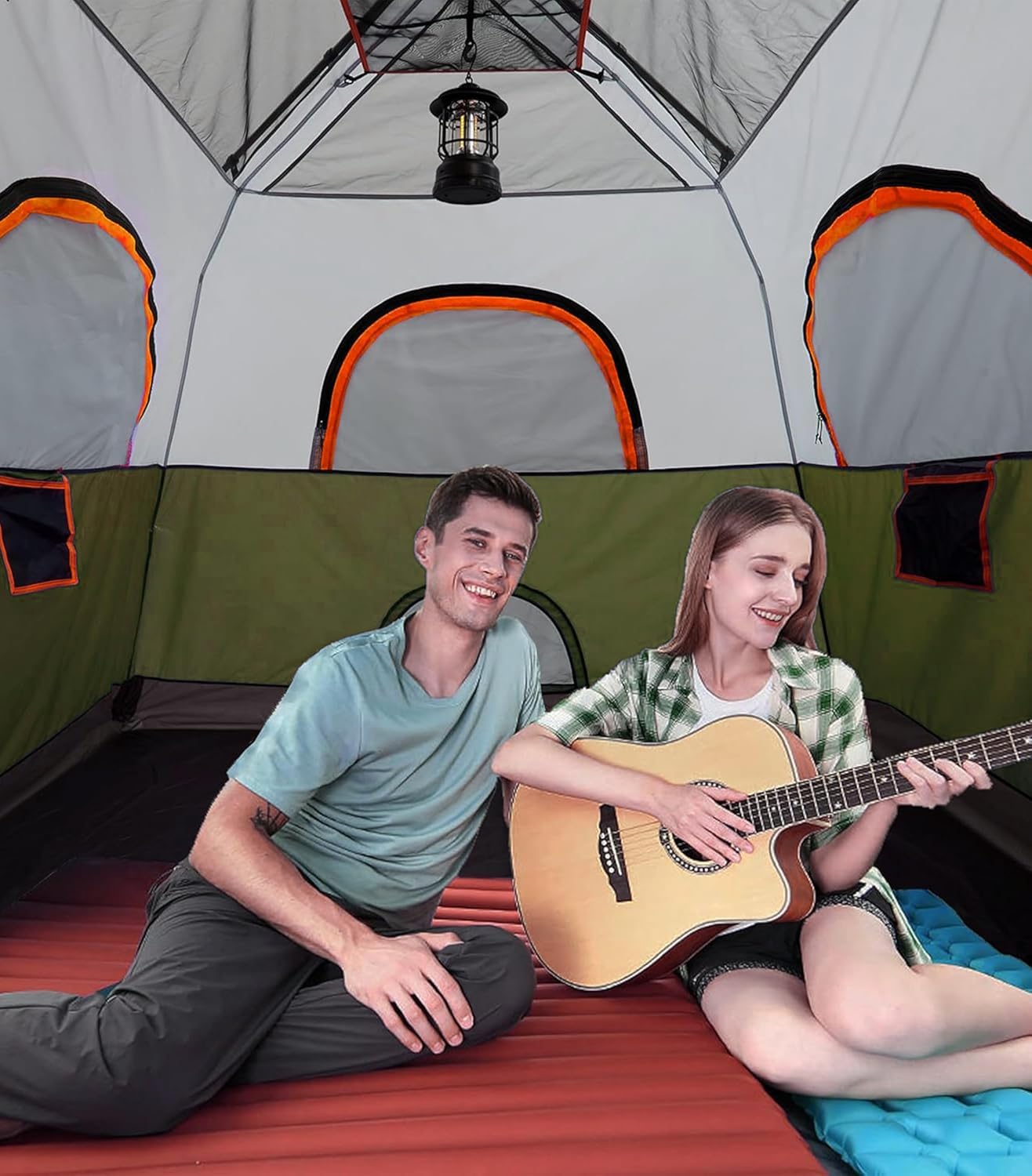 3/4 Person Camping Tent with 1 Door, 4 Windows, and Upgraded Ventilation– Instant Setup, Waterproof, 8'x 8'x 67''Oxford Fabric Floor Pop Up in 60 Seconds Includes Rainfly and Backpack
