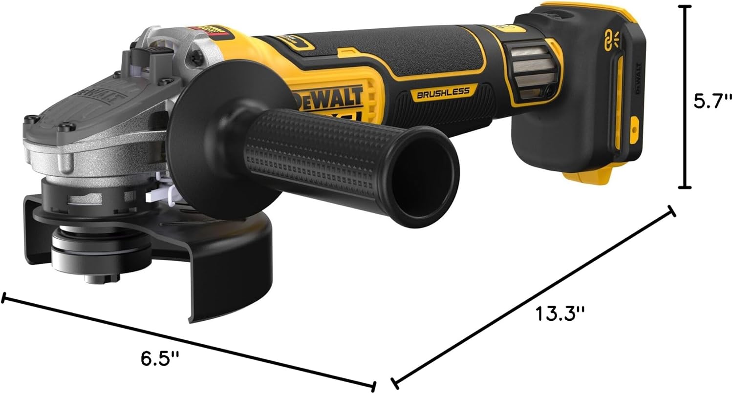 DEWALT 20V MAX XR Brushless Cordless Angle Grinder, 4-1/2 in. - 5 in., Variable Speed, Anti-Rotation, Paddle Switch (Tool Only) (DCG410VSB)