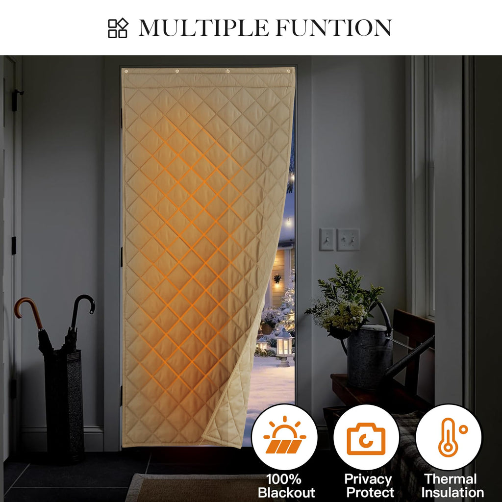 RYB HOME Summer Heat Blocking Thick Quilted Insulated Curtains, Thermal Insulated Curtains Room Divider for Energy Saving Window Treatment for Bedroom Living Room, W32 x L80, Black, 1 Panel