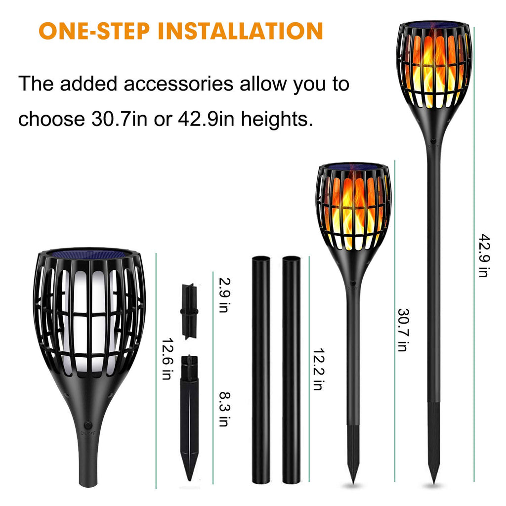 Solar Torch Lights, Waterproof Flickering Flames Torches Lights 43" Outdoor Solar Spotlights Landscape Decoration Lighting Dusk to Dawn Auto On/Off for Yard Patio Driveway, 1 Pack