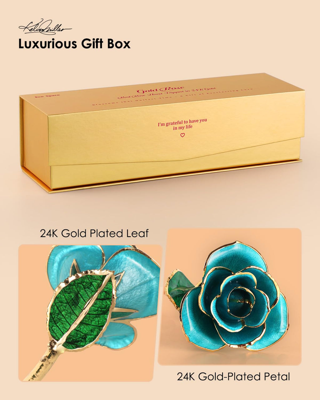 24K Gold Dipped Real Rose – Handcrafted, Bold, One of a Kind – Romantic Gift for Her – Ideal for Birthday, Anniversary, Mother’s Day, Valentine’s (Black)