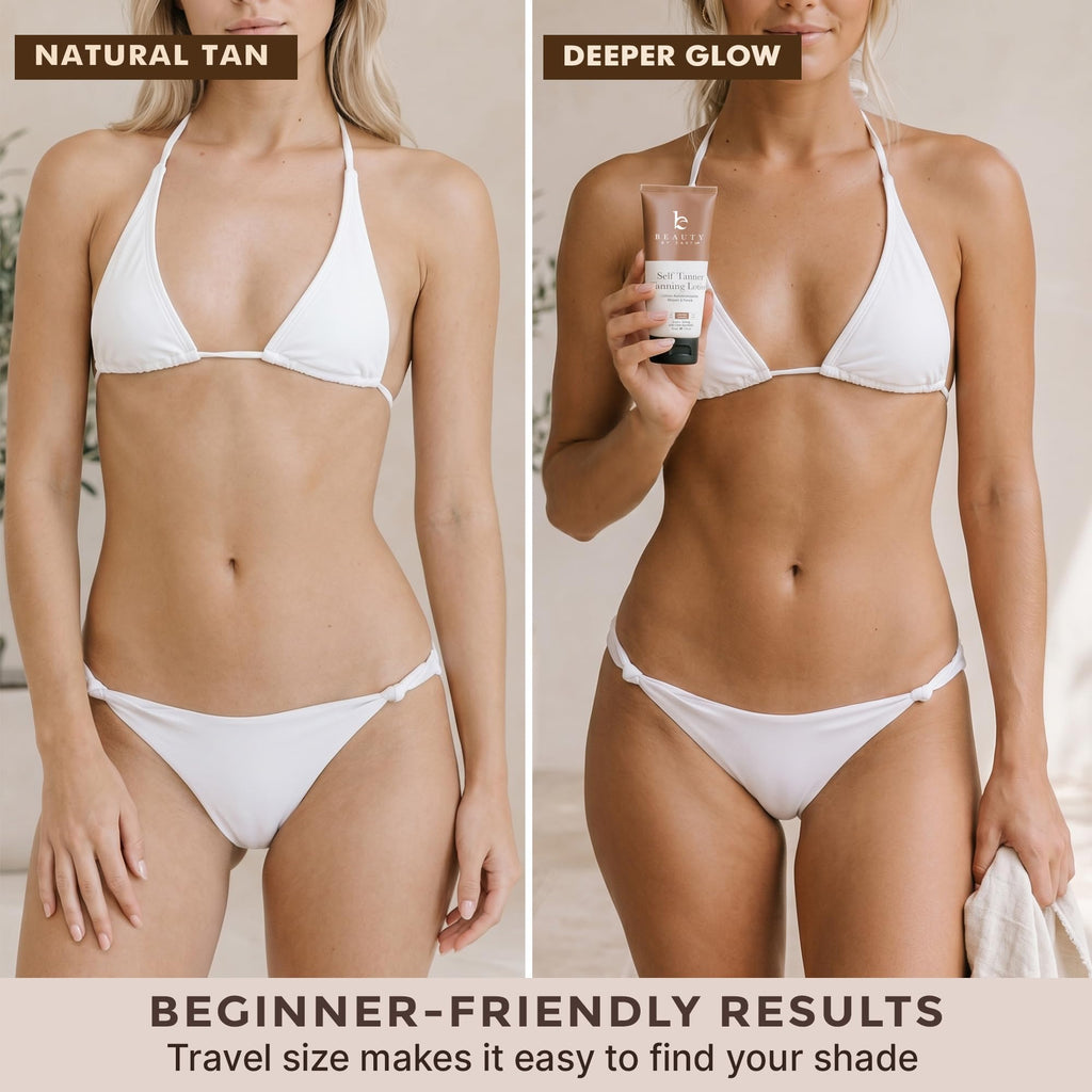 Tanning Lotion Self Tanner - USA Made with Natural & Organic Ingredients, Travel Size Self Tan Lotion, Non Toxic Gradual Tanning Moisturizer, Sunless Tanner for Fake Tan for Women & Men