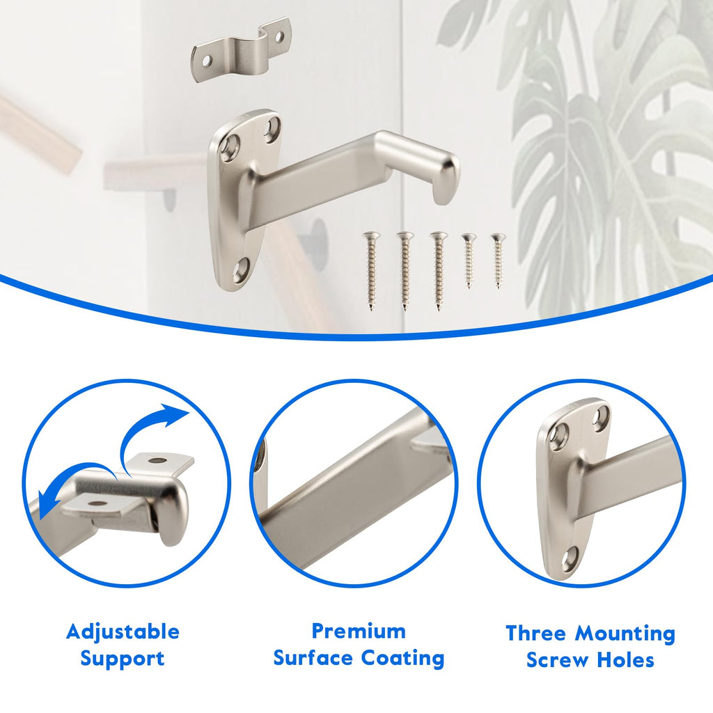 HOME MASTER HARDWARE Heavy Duty Handrail Stair Brackets Brass Staircase Hand Rail Bracket, Gold Finish, 1Pcs