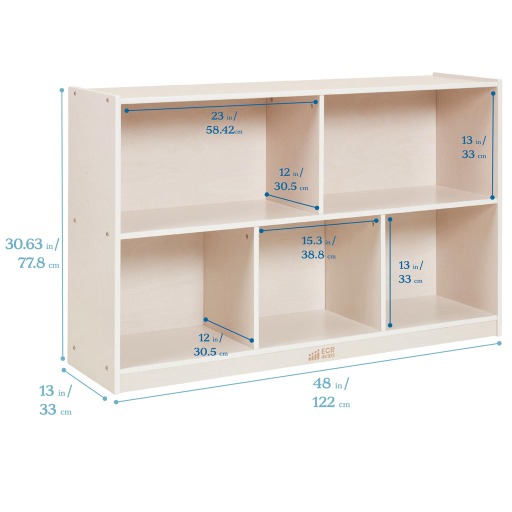 ECR4Kids 5-Compartment Mobile Storage Cabinet, Preschool, Classroom Furniture, Grey Wash