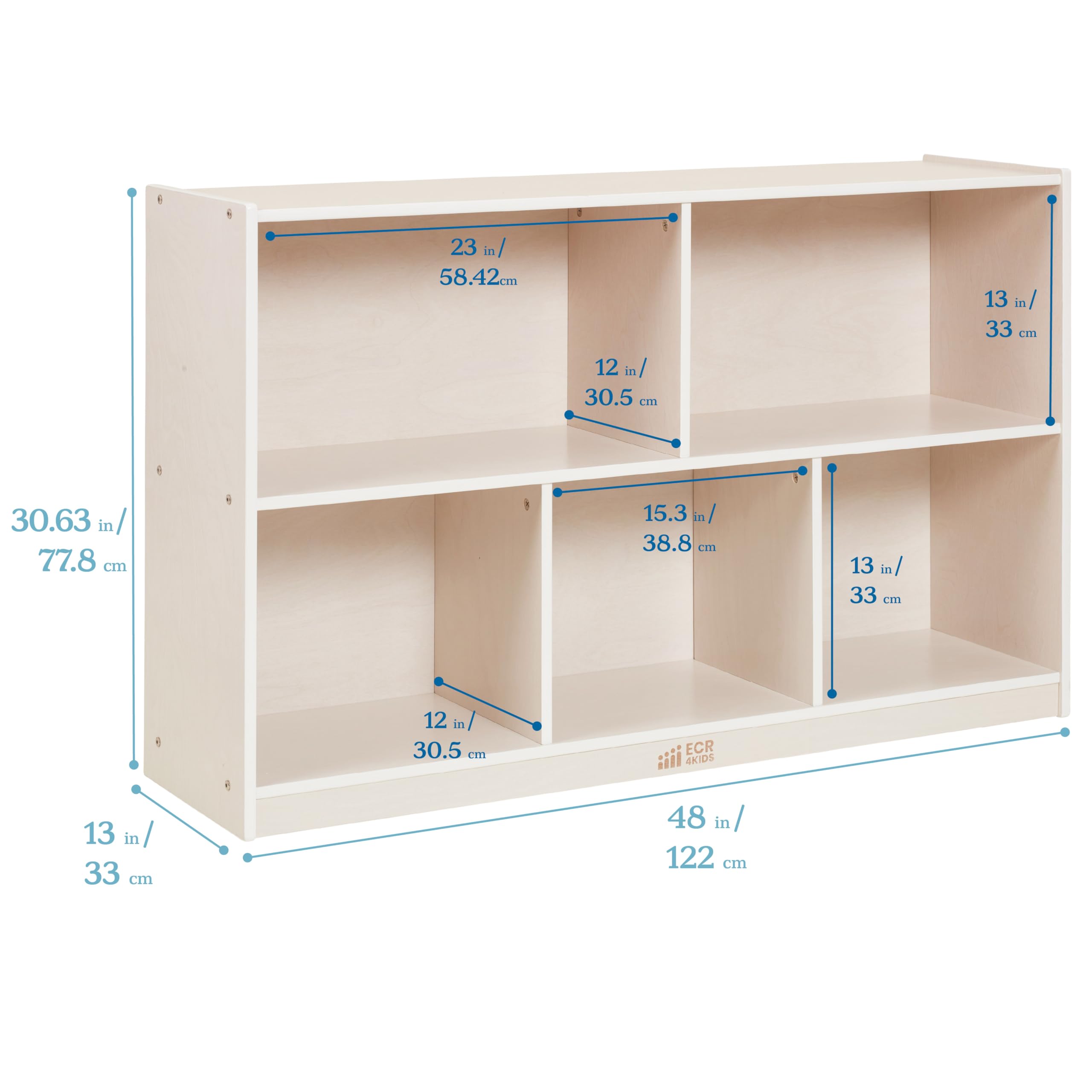 ECR4Kids 5-Compartment Mobile Storage Cabinet, Preschool, Classroom Furniture, Grey Wash