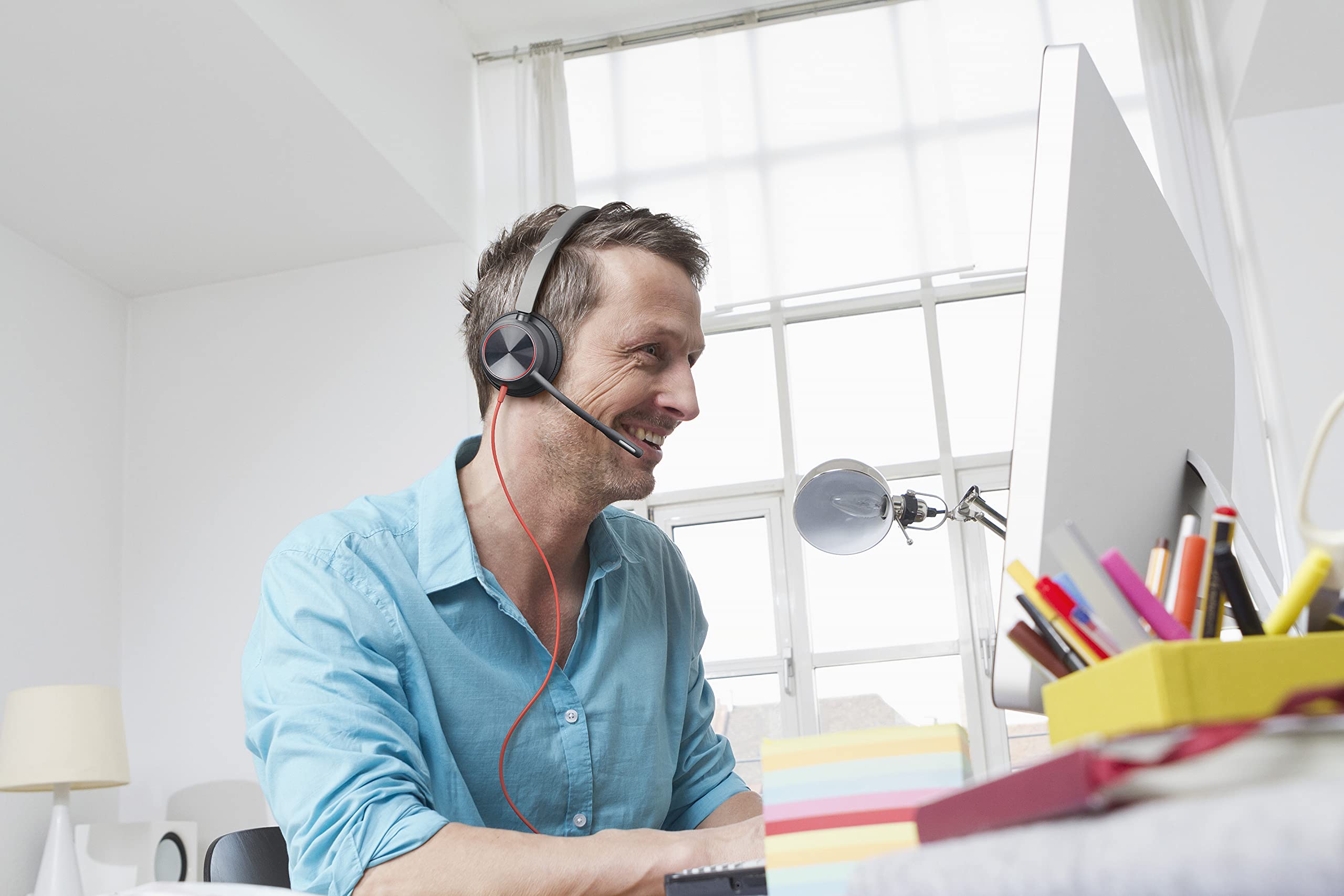 Plantronics Poly - Blackwire 8225 Wired Headset with Boom Mic Dual-Ear (Stereo) Computer Headset - USB-A to Connect to Your PC/Mac - Active Noise Canceling-Works with Teams (Certified), Zoom &More