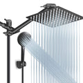 Shower Head Combo(Brushed Nickel),8 Inch High Pressure Rain Shower Head with 11 Inch Adjustable Extension Arm and 5 Settings Handheld Shower Head Combo,Powerful Shower Spray Against Low Pressure Water