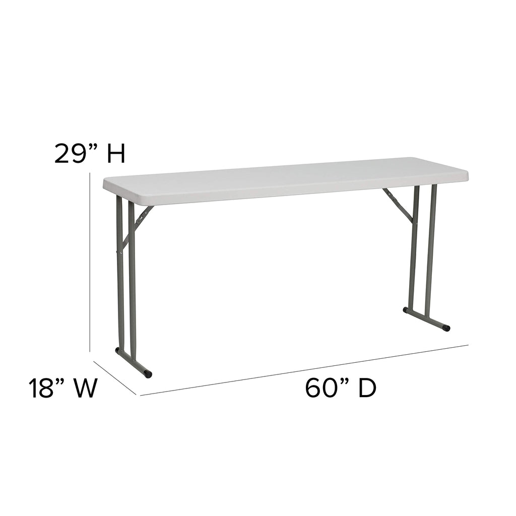 EMMA + OLIVER 5' Rectangular Plastic Folding Table, Long Plastic Foldable Table for Residential Indoor/Outdoor Events, White