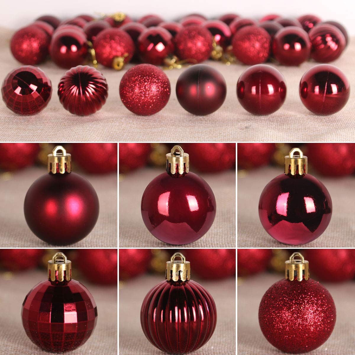 Bubblegun Pink 1.6" Small Christmas Balls Christmas Tree Decoration Ornaments Shatterproof Hanging Balls for Birthday Halloween Holiday Wedding Decorations Set of 12pcs