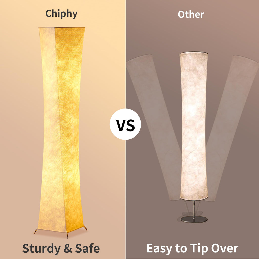 chiphy Floor Lamp, Dimmable 39" (XS) Tall Standing Lamp, 3 Levels Adjustable Brightness 12Wx2 LED Bulbs, Column Floor Light w/White Fabric Shade, Home Decor for Living Room, Bedroom, Kids Room