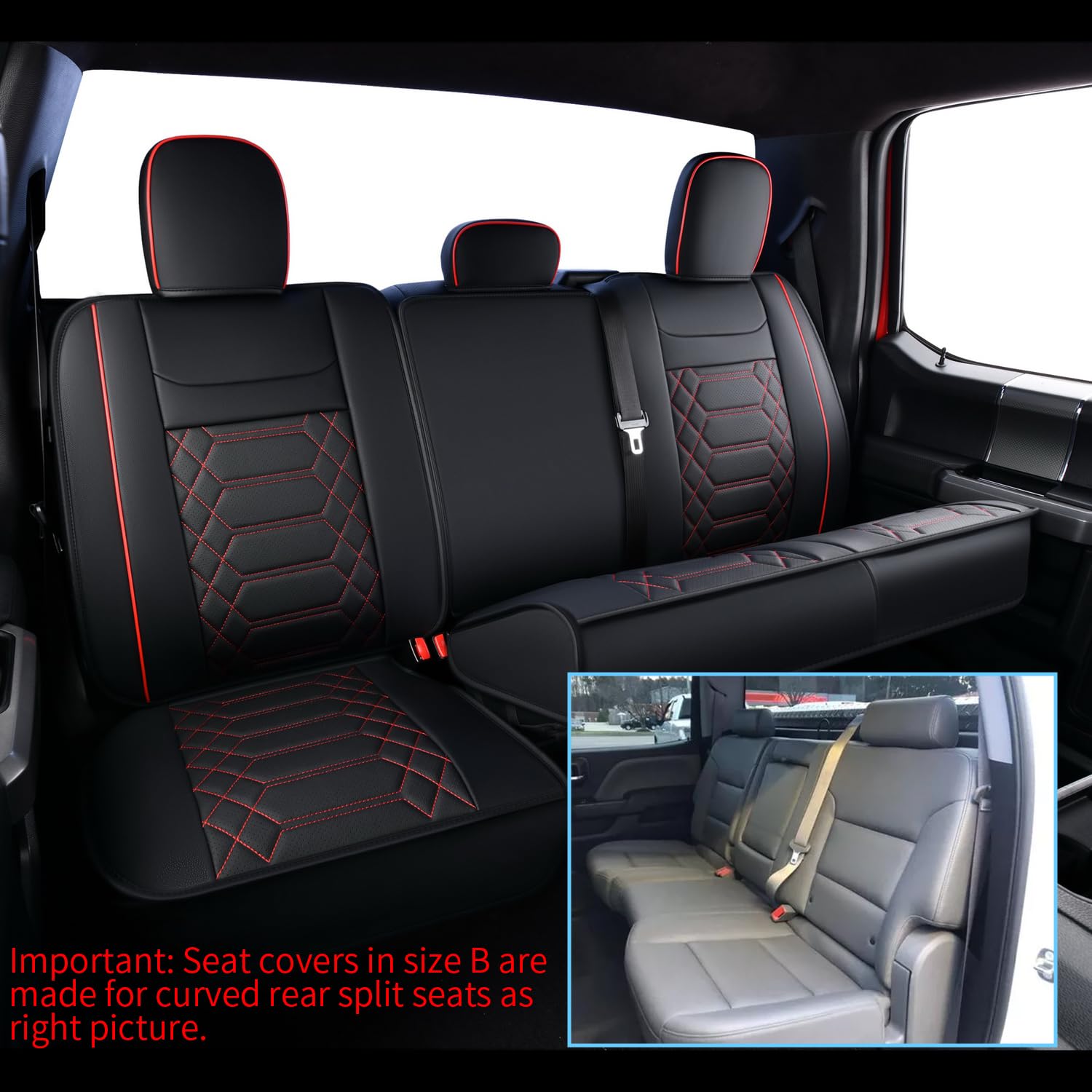 RISINGSTAR Silverado Sierra Front Seat Covers Faux Leather, Fit for 2007-2026 Chevy Silverado GMC Sierra 1500/2500HD/3500HD Crew Double Regular Cab(Front Pair, Black 2 pcs)