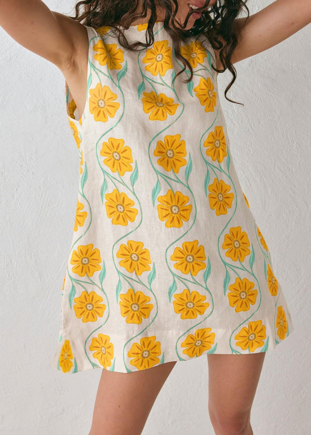 CHARTOU Women 2025 Summer Sleeveless Floral Short Shift Dress Cotton Linen Loose Tank Dress