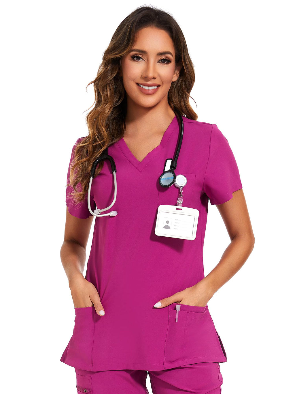 COZYFIT Scrub Tops for Woman - Soft Stretch, V-Neck Top Scrubs with 3 Pockets, Easy Care for Women
