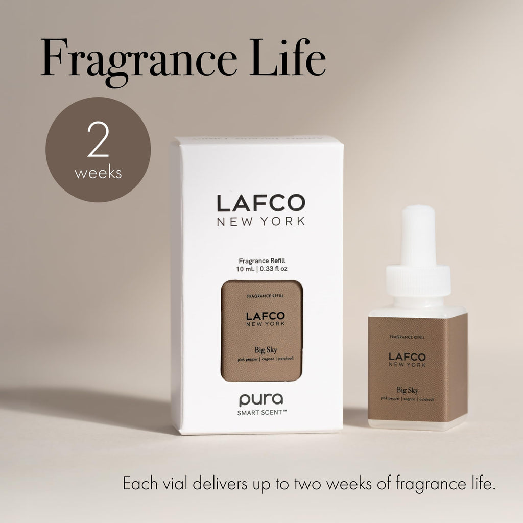 LAFCO New York Pura Smart Device Refill, Big Sky - Pack of 2 - Each Vial Delivers Up to 2 Weeks of Fragrance Life - Made in the USA