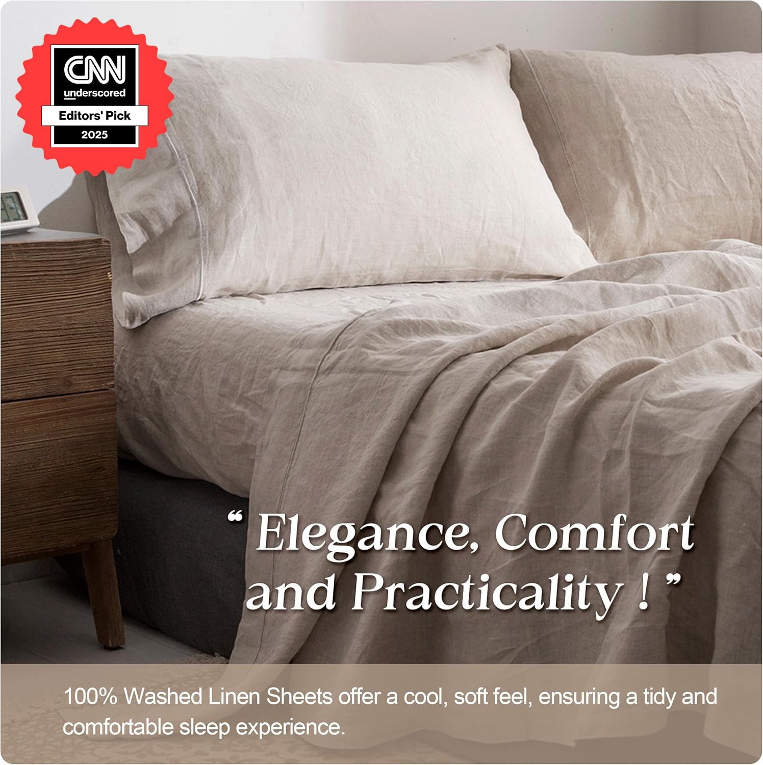 Simple&Opulence 100% Pure Linen Sheet Set Twin Size, Natural French Flax Solid Color 3 Pcs Washed Breathable, Farmhouse Bedding (1 Flat Sheet,1 Fitted Sheet,1 Pillowcase)-Embroidery Dark Grey