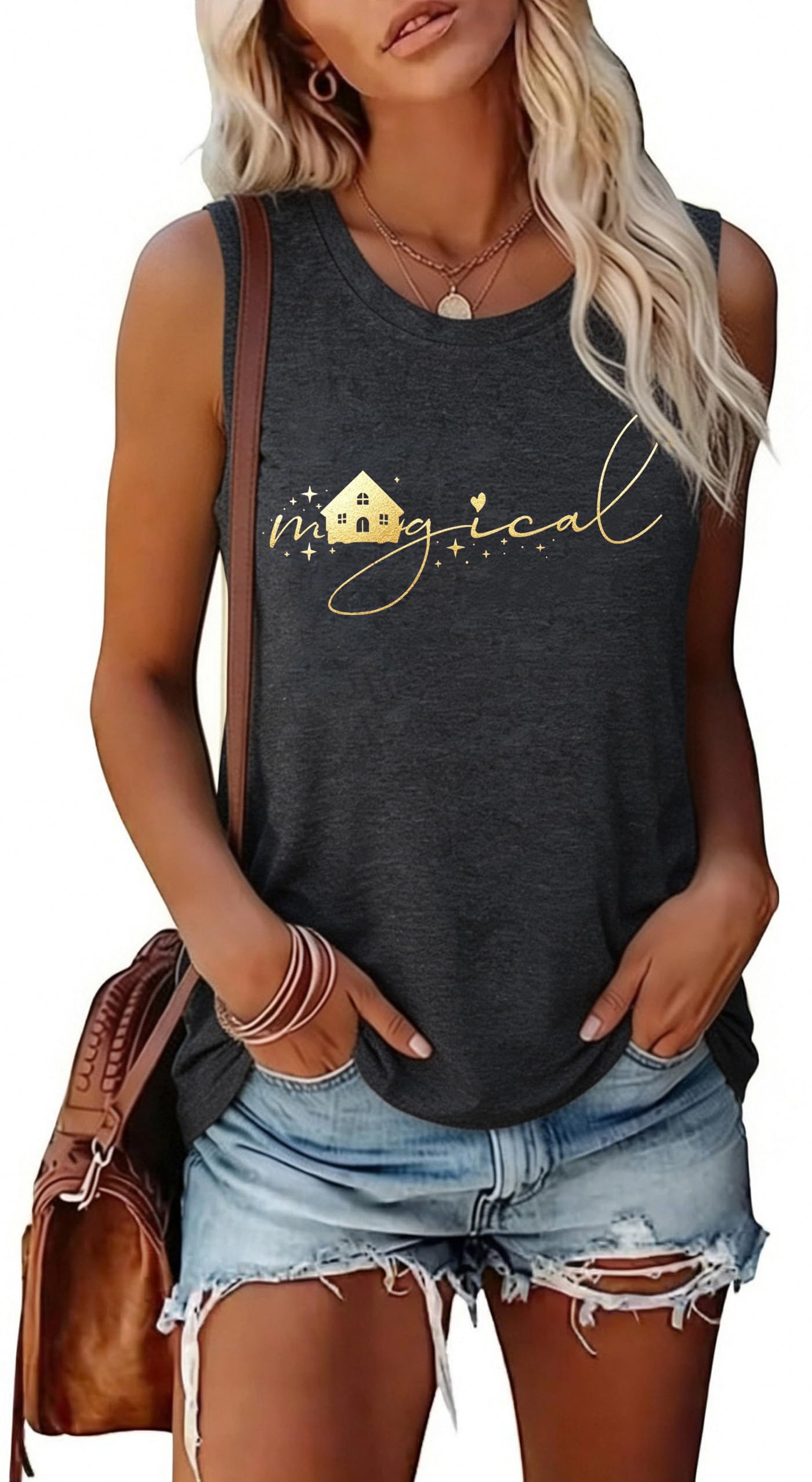 Magic Castle Tank Women Magic Kingdom Graphic Vest Summer Casual Vacation Sleeveless Tanks Tops