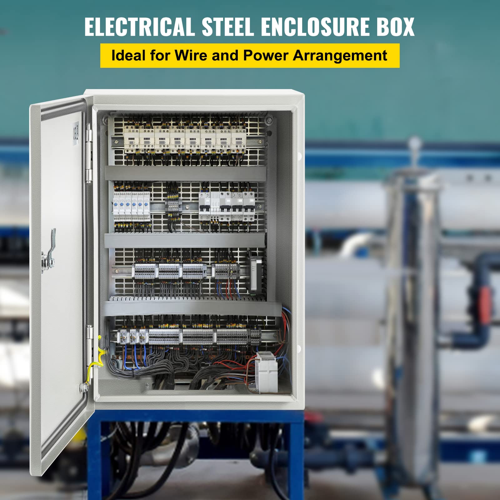 VEVOR NEMA Steel Enclosure, 8" x 8" x 6" NEMA 4X Steel Electrical Box, IP66 Waterproof & Dustproof, Outdoor/Indoor Electrical Junction Box, with Mounting Plate