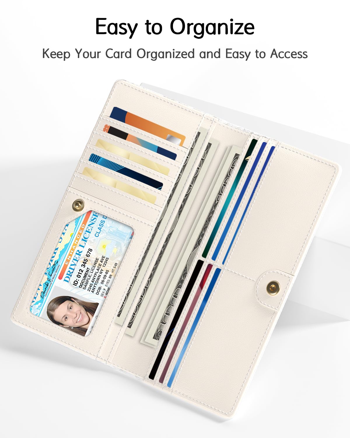 Nipichsha Womens Wallet, RFID Slim Wallets for Women, Thin Ladies Credit Card Holder Purse, Cute Leather Bifold Clutch Billfold with 11 Card Slots & ID Window, Abstract Boho Leaf